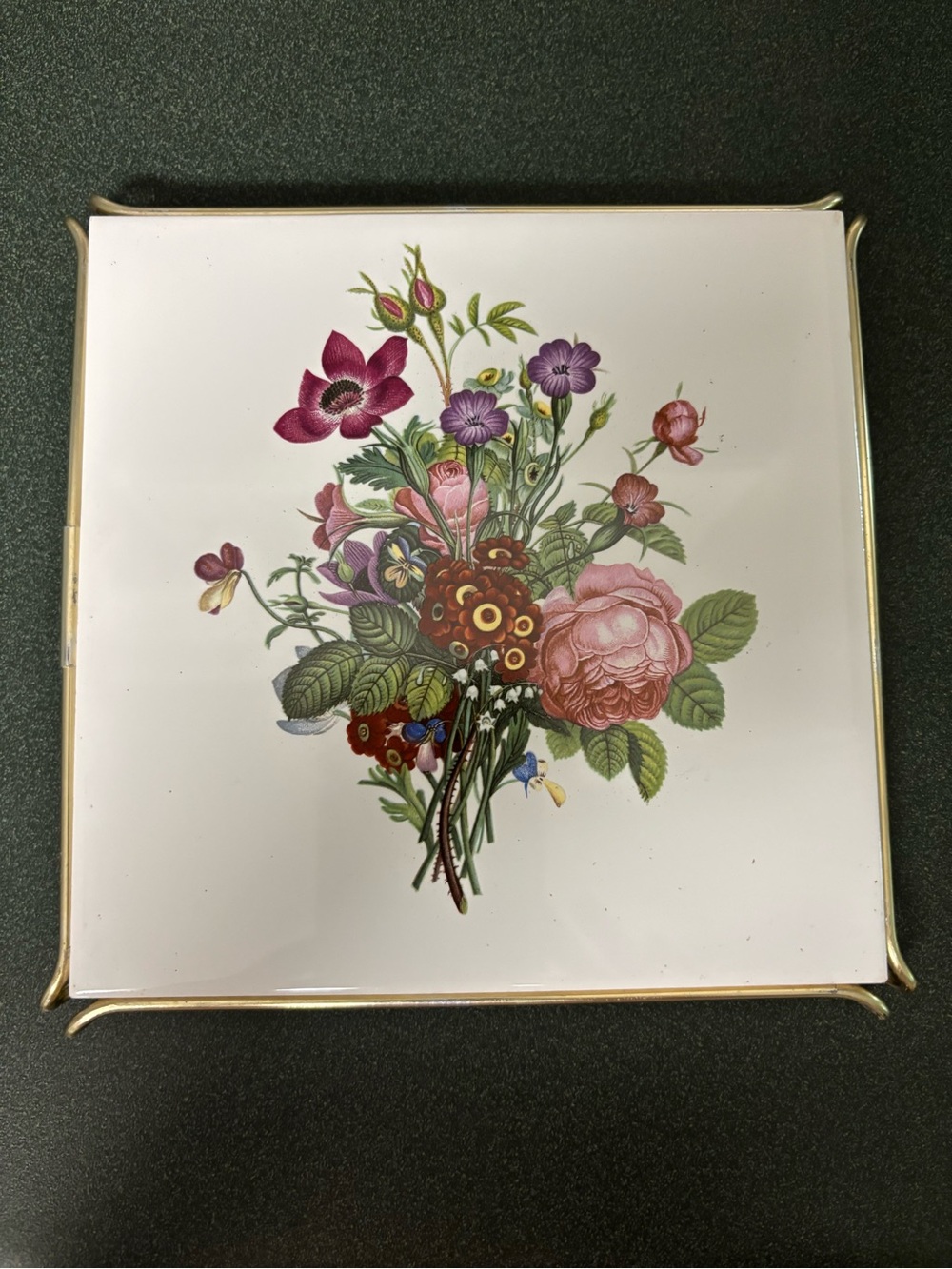 2 Villeroy & Boch Porcelain Floral Accent Tile Trivets